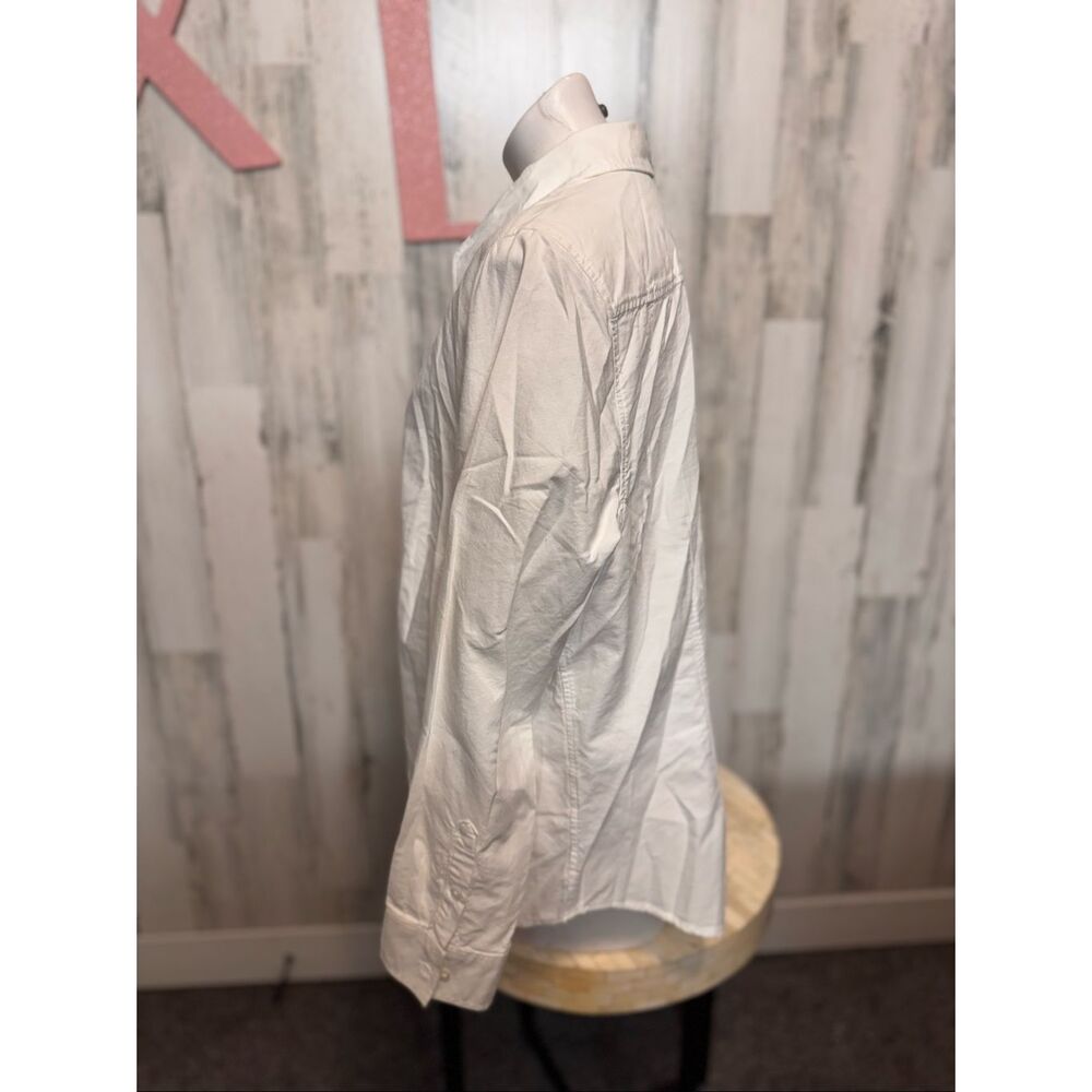 H&M Solid White Button Up Shirt Womens Size Extra Large XL Long Sleeve Cotton Bl - Picture 3 of 7